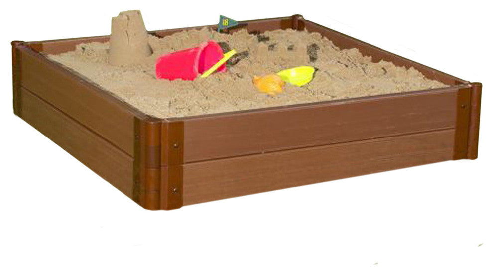 Tool-Free Classic Sienna 4'x4'x11" Composite Square SandboxKit, 2" profile