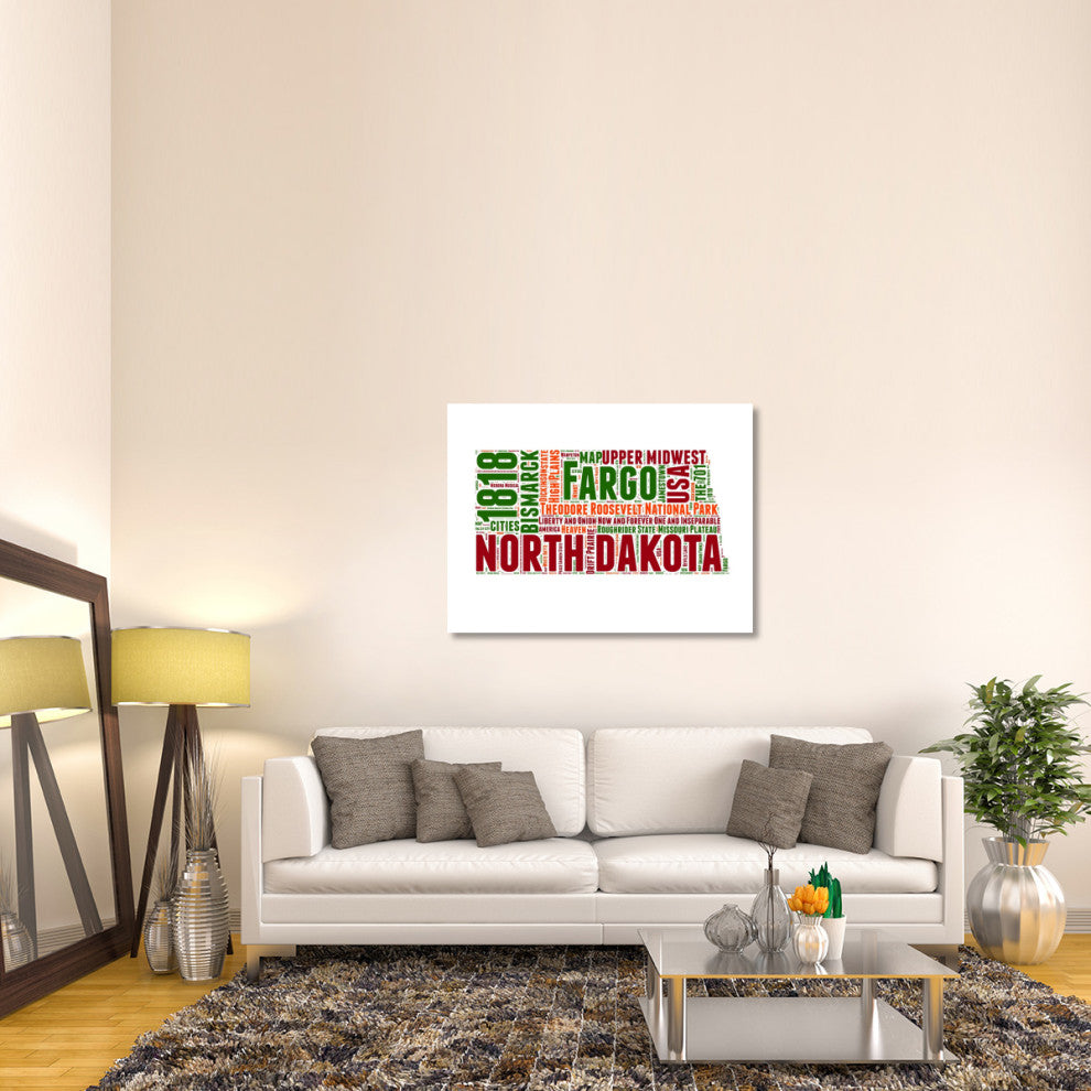 "North Dakota Word Cloud Map" Fine Art Print