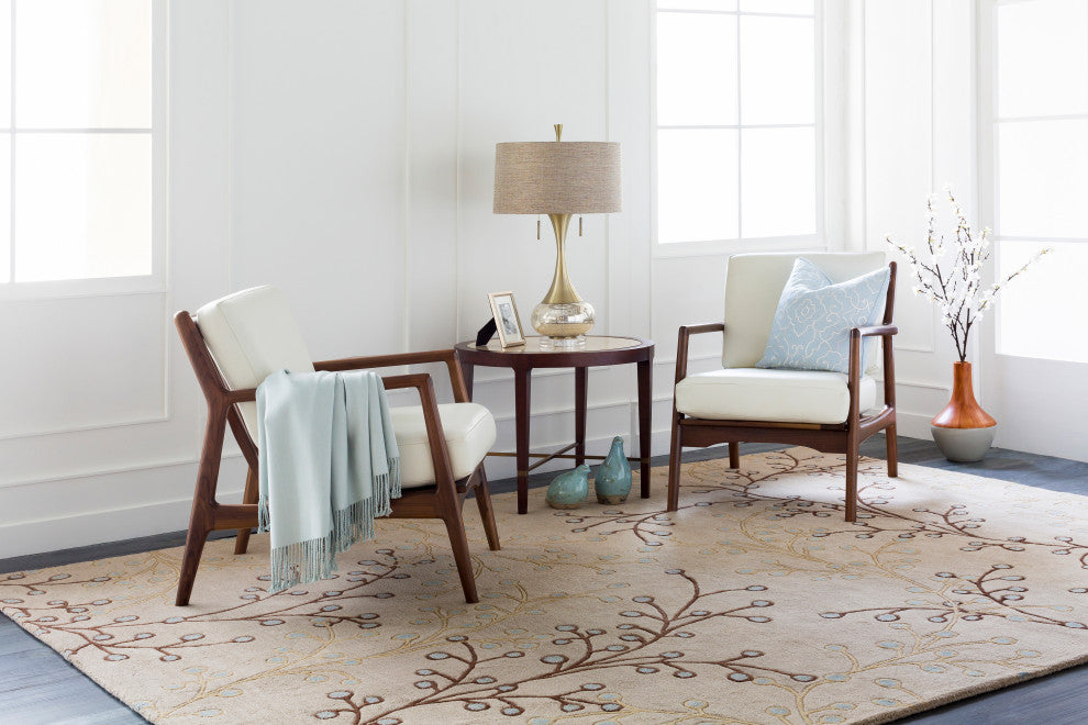 Surya Athena ATH-5008 Transitional Area Rug, Taupe, 4' Round