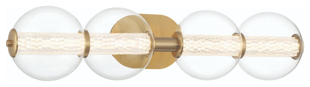 Atomo 4 Light Sconce, Gold With Clear Glass