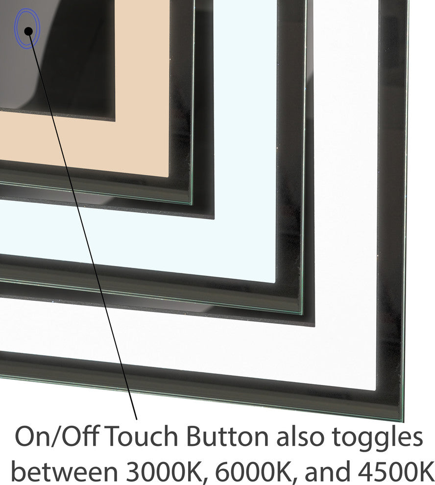 Bathroom LED Mirror With Touch On/Off Dimmer and Anti-Fog, 48"x36"