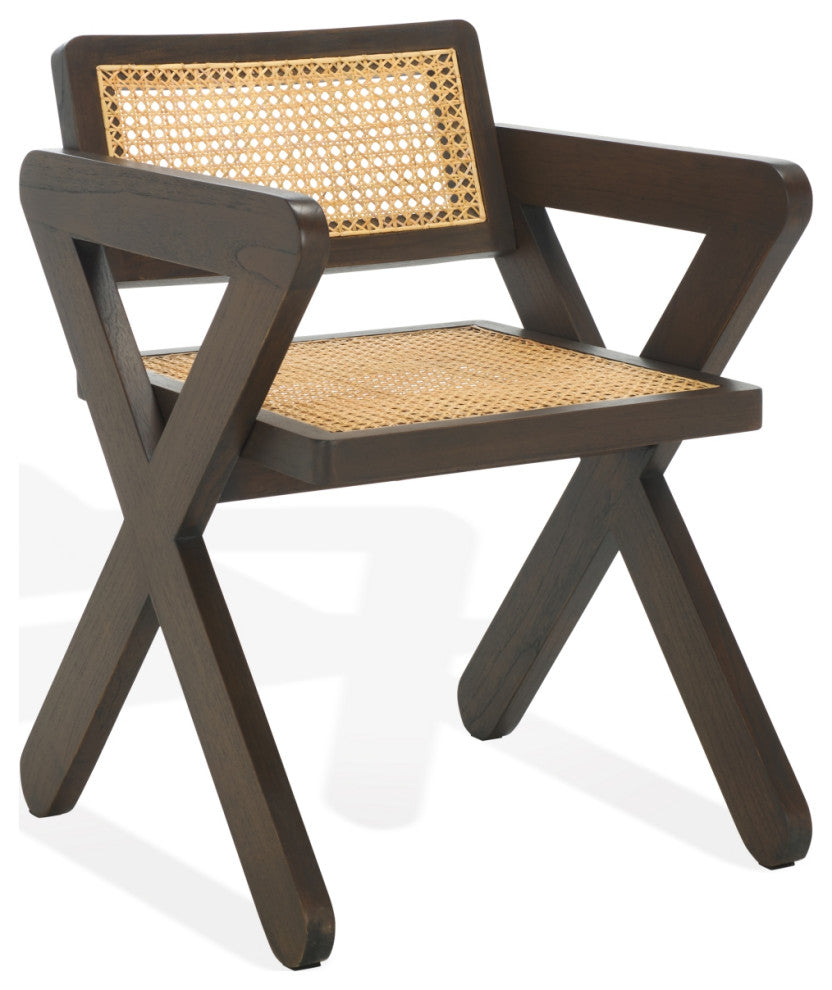 Safavieh Couture Tyrrell Rattan Dining Chair, Walnut/Natural