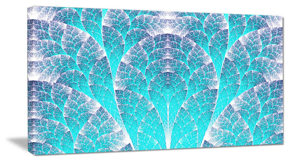 Exotic Blue Biological Organism, Oversized Abstract Canvas Art Print, 60x28