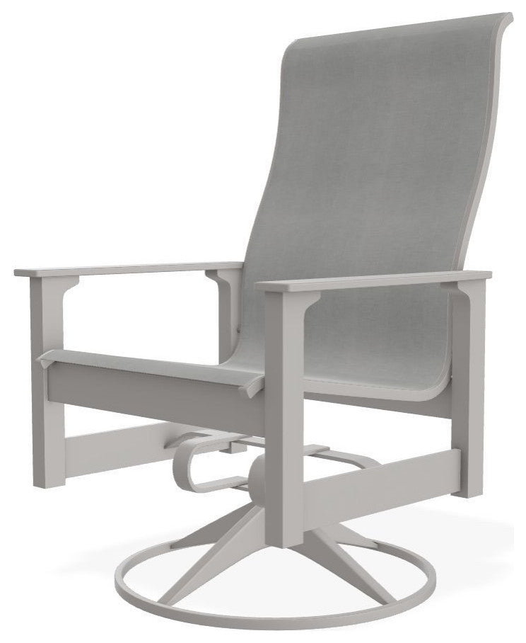 Leeward Sling Outdoor Swivel Rocker, Alloy/Warm Gray
