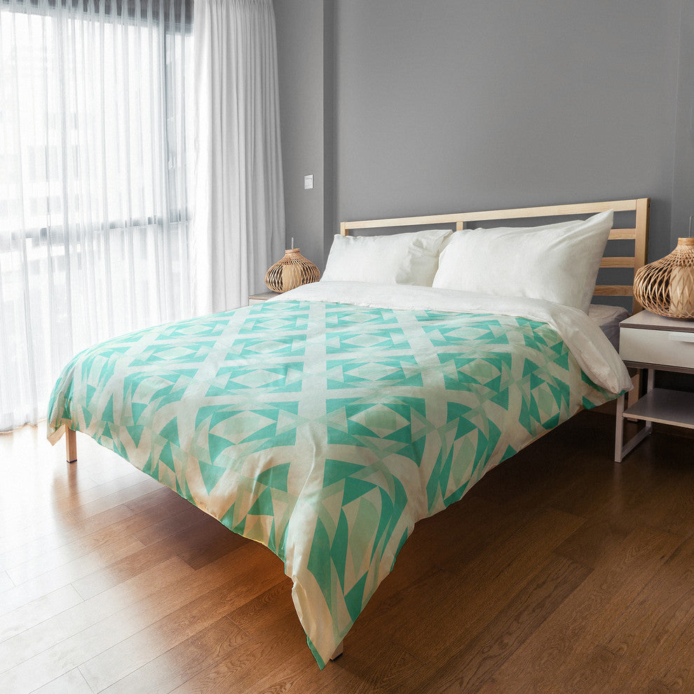 Turquoise Geo Pattern Queen Duvet Cover