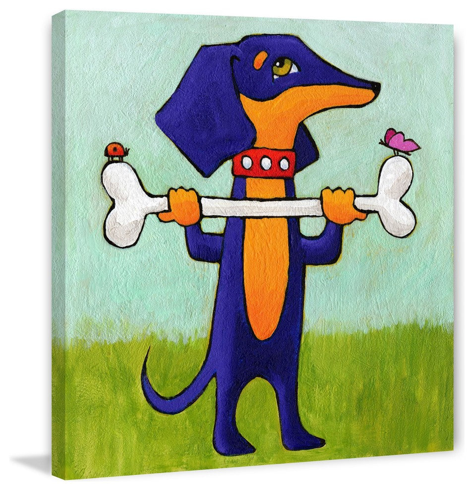 Marmont Hill, "Give a Dog a Bone" by Janet Nelson Print on Wrapped Canvas, 18x18