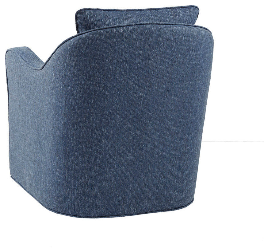 Madison Park Brianne Wide Seat Lounge Swivel Arm Chair, Navy Blue