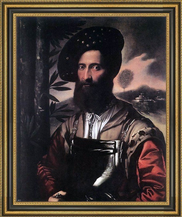 Dosso Dossi Portrait of a Warrior Framed Premium Canvas Print, 20"x25"