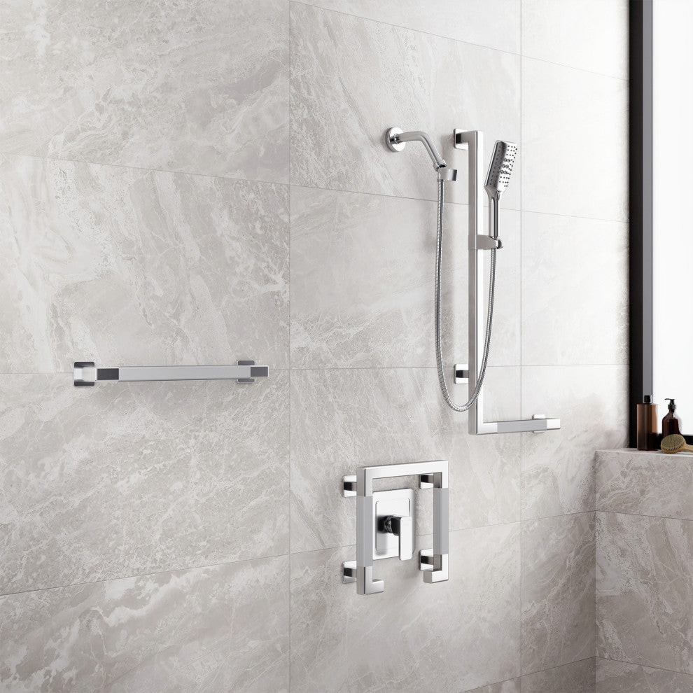 Seville Slide Bar With Handshower, 2.5 GPM, Chrome, Left