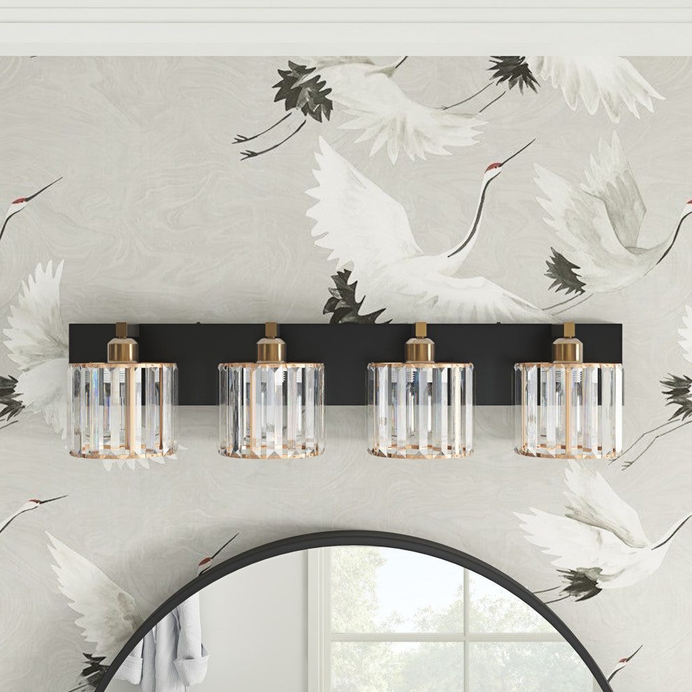 4-Lights Antique Unique Seeded Glass Shade Exquisite Wall Sconces Vanity Light