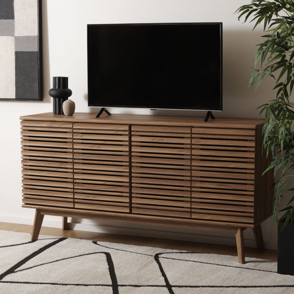 Safavieh Atlantes 4 Door 4 Shelf Media Stand, Oak