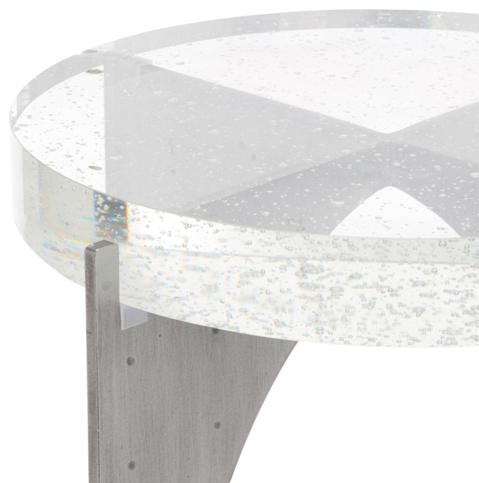 Safavieh Couture Hannamaria Bubble Glass Table, Silver/Clear