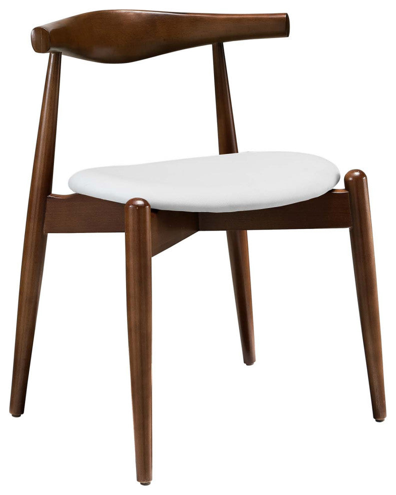 Modern Dark Walnut White Stalwart Dining Side Chair