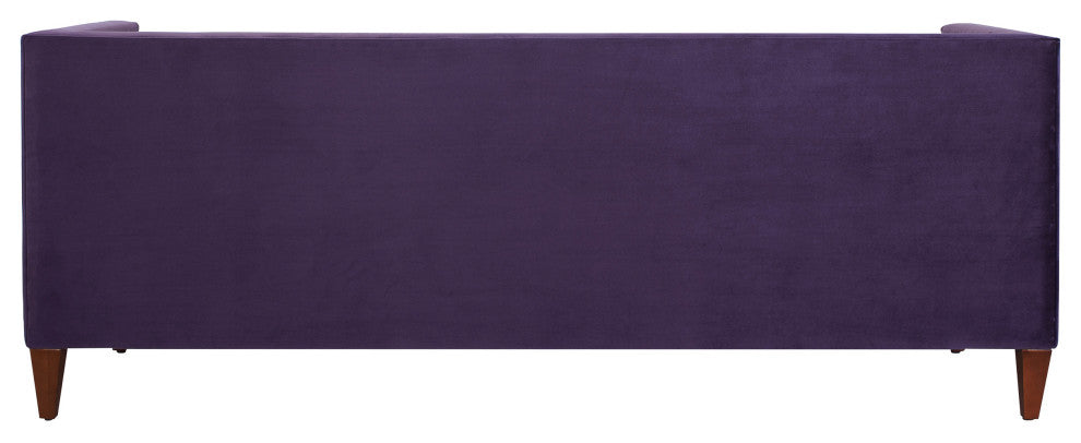 Jack 84" Modern Tuxedo Sofa With Bolster Pillows, Purple Velvet