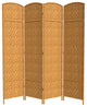 7' Tall Diamond Weave Room Divider, Light Beige, 4 Panels