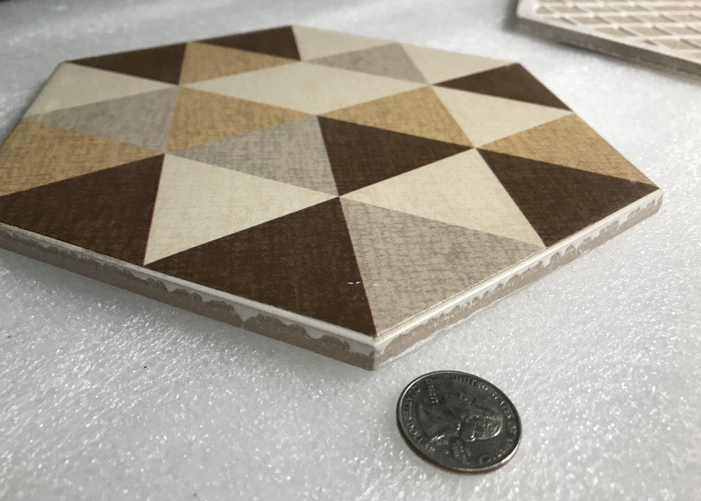 Fabrica 8"x8" Hexagon Ceramic Wall Floor Tile,Beige Delight, Set of 20