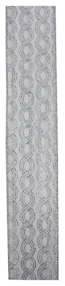 Metallic Silver Swirl Wired Christmas Craft Ribbon