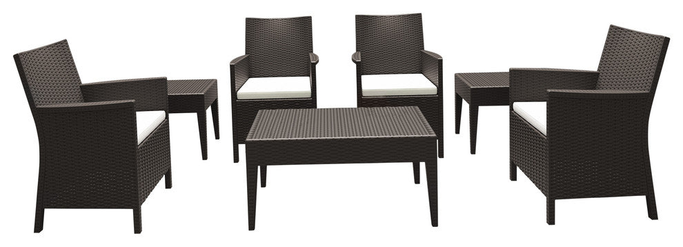 California Wickerlook Casual Seating 7 Piece Set, Brown