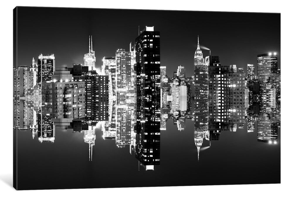 "Double Sided Manhattan Skyline BW" by Philippe Hugonnard, 18x12x1.5