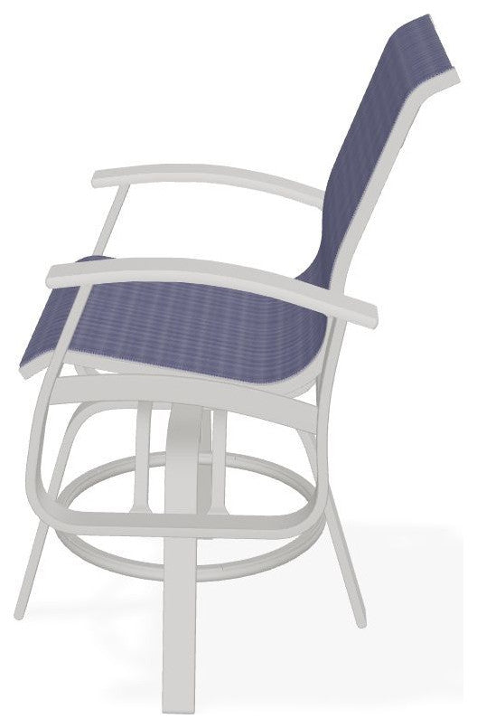 Belle Isle Sling Balcony Height Outdoor Swivel Chair, Breeze/Snow