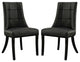 Modern Contemporary Kitchen Vinyl Dining Chair Set of 2 Black