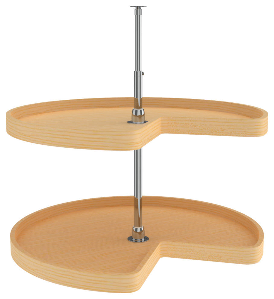 Wood Kidney 2-Shelf Lazy Susans for Corner Base Cabinets, 32"