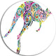 Floral Kangaroo Running, Animal Digital Art Round Wall Art, 11"