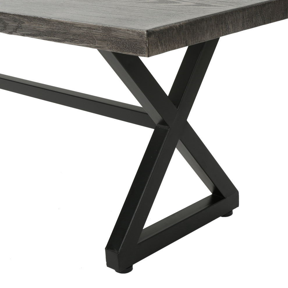 GDF Studio 3-Piece Rosarito Outdoor Aluminum Picnic Set With Black Steel Frame