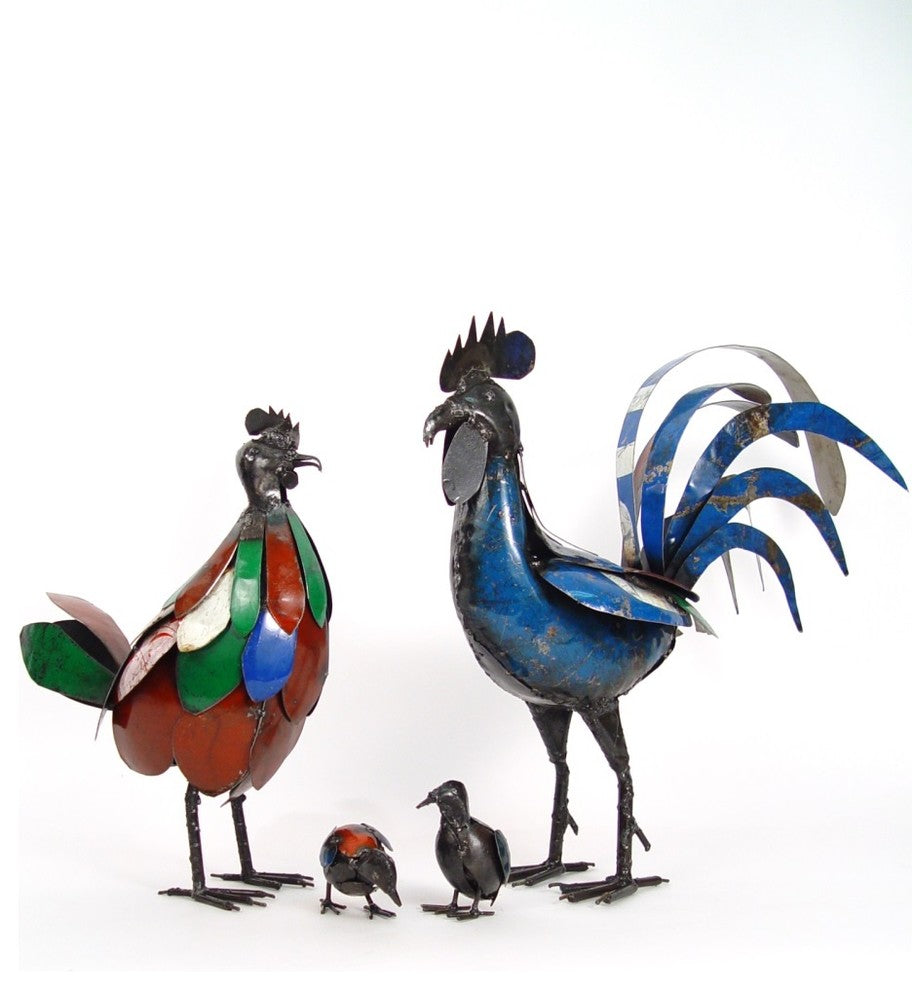 Colorful Recycled Metal Chick, Eco Art