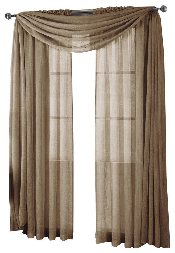 Abri Single Rod Pocket Sheer Curtain Panel, Mocha, 50"x96"