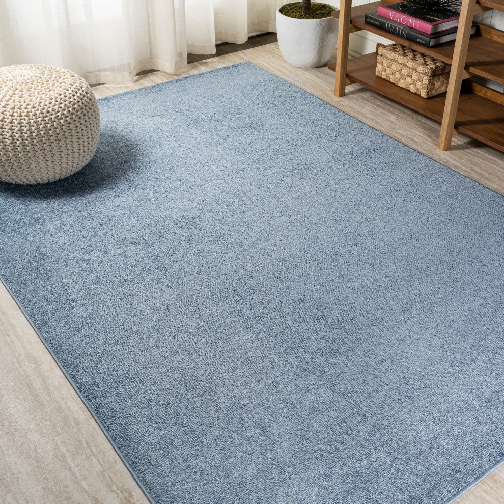 Haze Solid Low-Pile Runner Rug, Classic Blue, 4 X 6