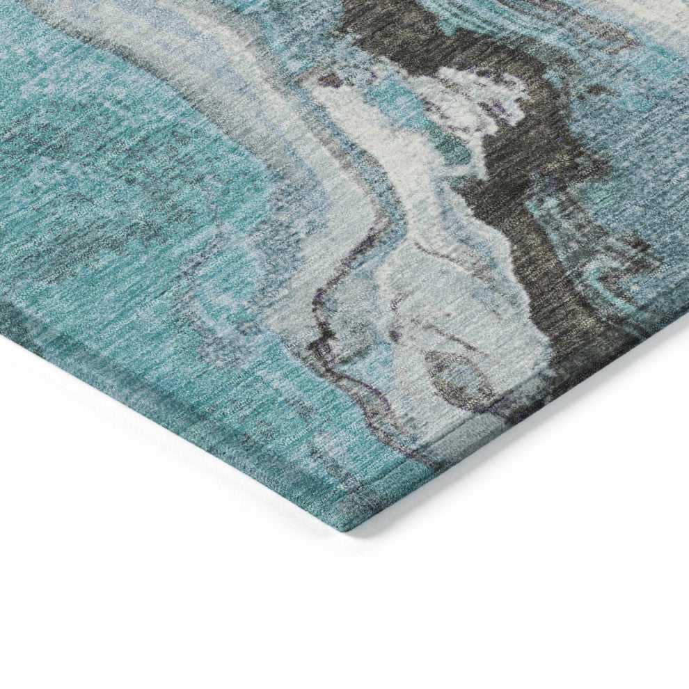Machine Washable Indoor/Outdoor Chantille ACN1908 Teal 2'3" x 7'6" Runner Rug
