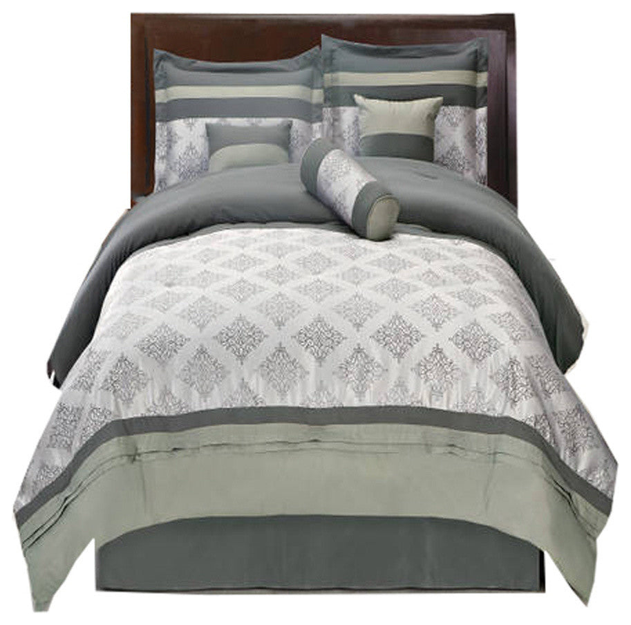 Thomasville 100% Microfiber 7-Piece Comforter Set, Gray, King