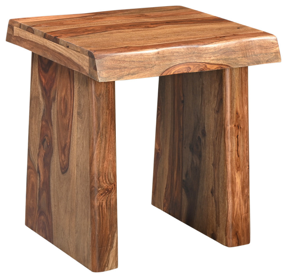 Damian 2-piece Live Edge Solid Wood Living Room Table Set, Brown