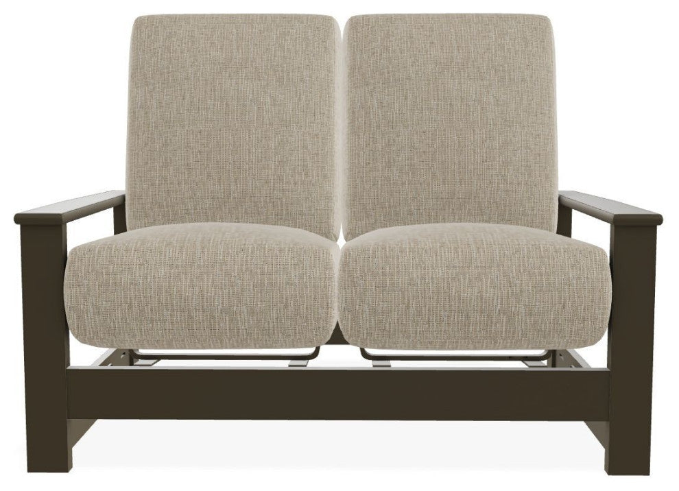 Leeward Deep Seat Outdoor Loveseat with Hidden Motion, Grasscloth Dune/Beachwood