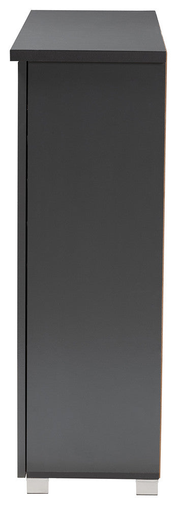 Jean Contemporary Dark Gray 3-Door Wooden Entryway Shoe Storage Cabinet
