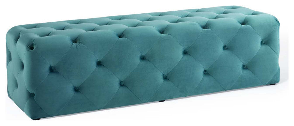 Anthem 60" Tufted Button Entryway Performance Velvet Bench Sea Blue