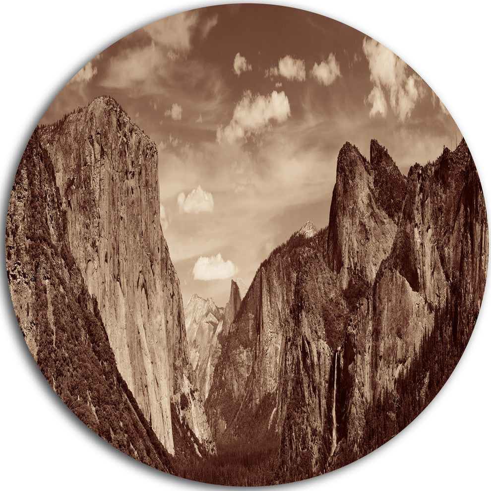 Rocks And Forest In Black And White, Landscape Round Wall Art, 23"