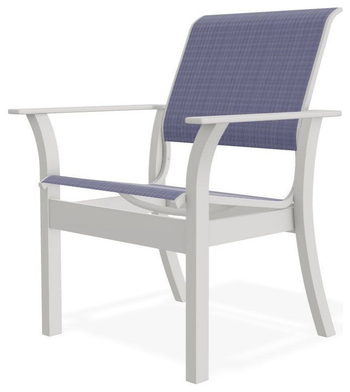 Leeward Sling Stackable Outdoor Dining Chair, Breeze/Snow