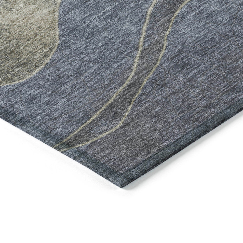 Machine Washable Indoor/Outdoor Chantille ACN1892 Denim 8' x 8' Round Rug