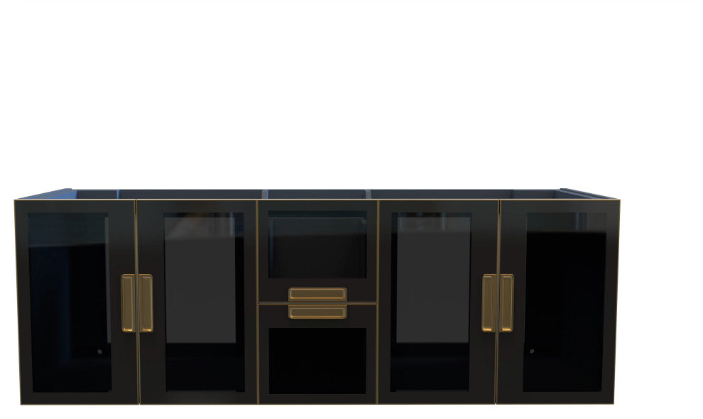 CastelloUSA Solaria Glass Facade Floating Vanity, 60", No Top, Base Only