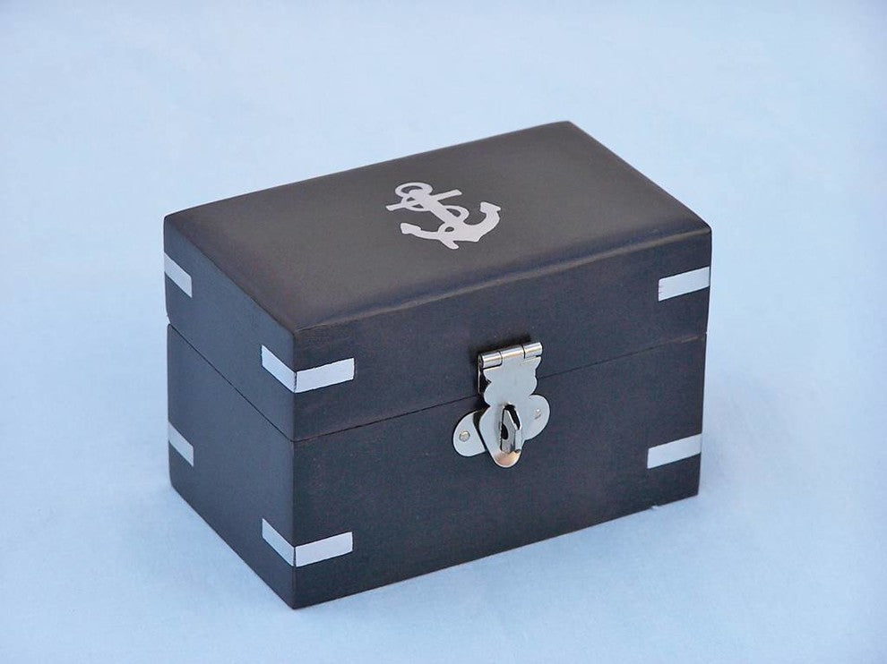 Brushed Nickel Anchor Shot Glasses With Rosewood Box 4'', Set of 2