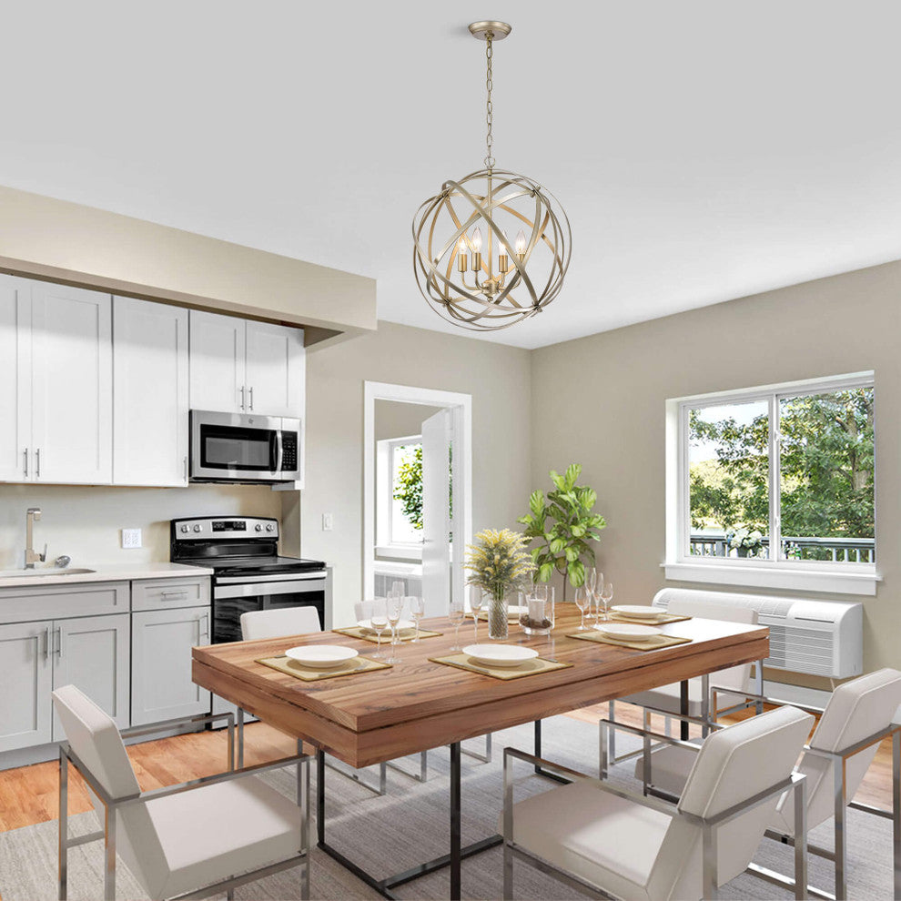 Iris Light Gold With Bronze Tone Large Orb 4-light Chandelier