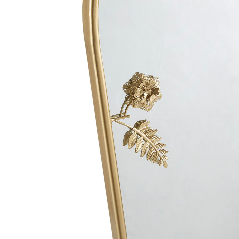 Madison Park Adaline Arched Metal Floral Wall Mirror, Gold 29.75"H