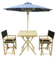 Set of Bamboo Square Table, 2 Director Chair, 1 Umbrealla, Black