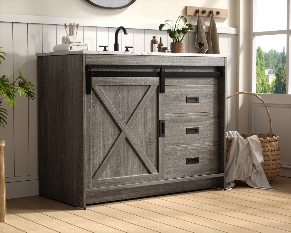 Home Living 42" Single Bathroom Vanity, Rustic Grey