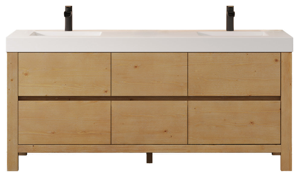 Cascadia Bathroom Vanity, Weathered Fir, 72", No Mirror
