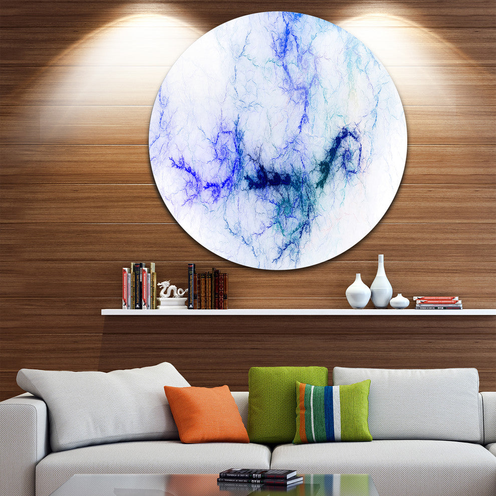 Sparkling Blue Stormy Sky, Abstract Digital Art Disc Metal Artwork, 36"