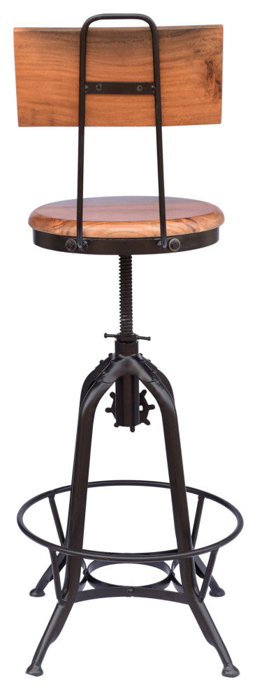 Christal Modern Industrial Acacia Wood Bar Stool