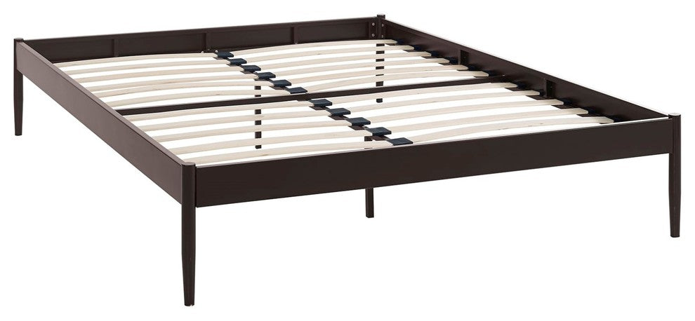 Modern Contemporary Urban King Size Platform Bed Frame, Brown, Metal Steel